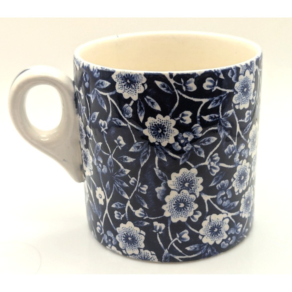 CROWNFORD CALICO Coffee Mug Blue Floral Staffordshire England Ceramic Cup READ